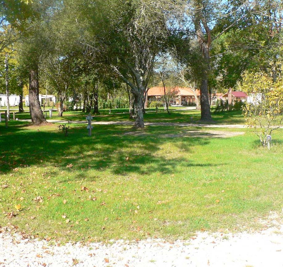 Emplacement de camping sous les grands arbres au camping Tastesoule près de Soulac