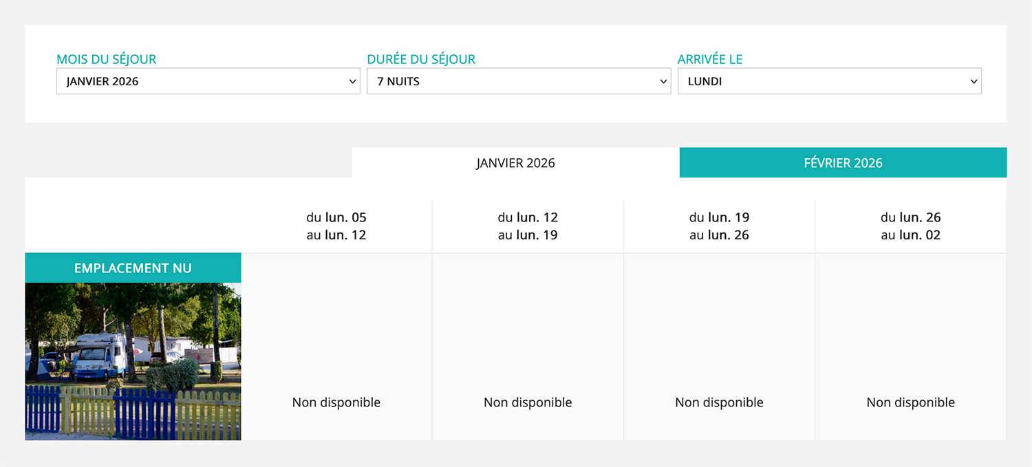 Tarifs emplacements